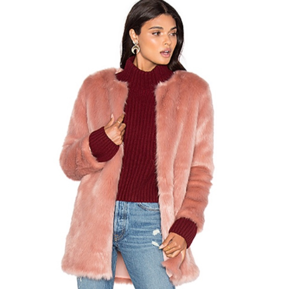 LPA Pink Faux Fur Jacket